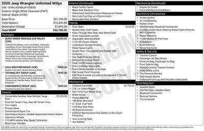 2020 Jeep Wrangler Unlimited Willys