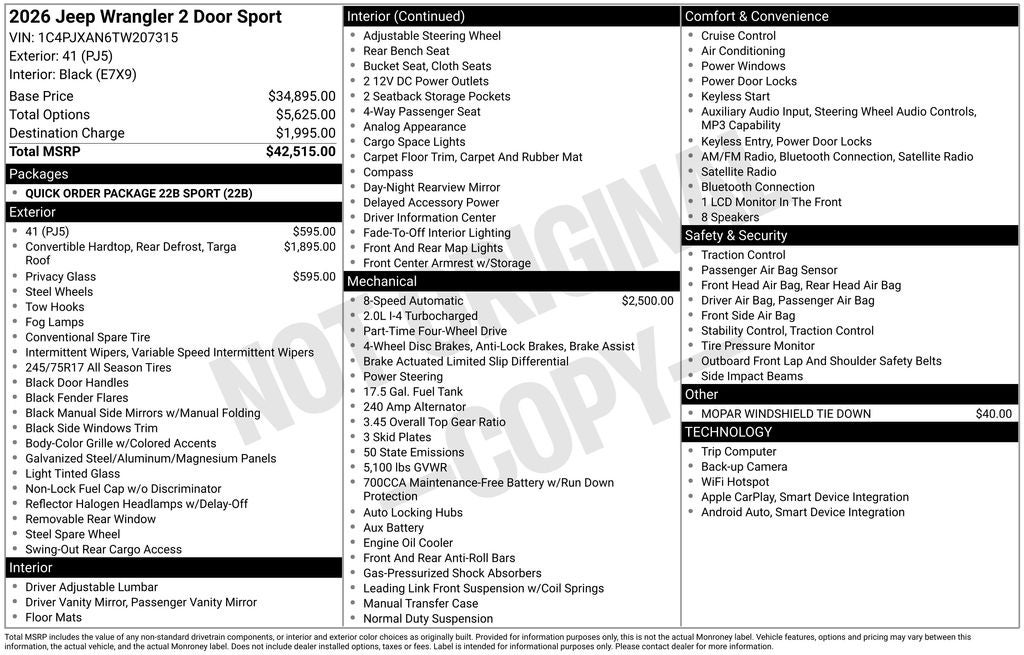 2026 Jeep Wrangler Sport