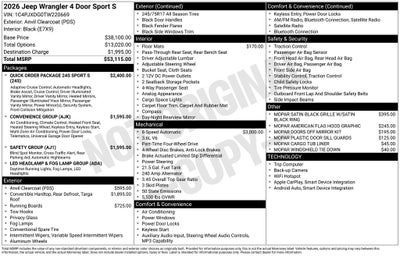 2026 Jeep Wrangler Sport S