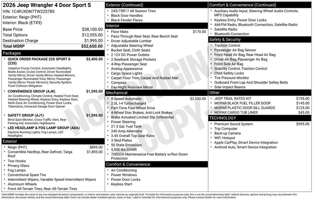 2026 Jeep Wrangler Sport S