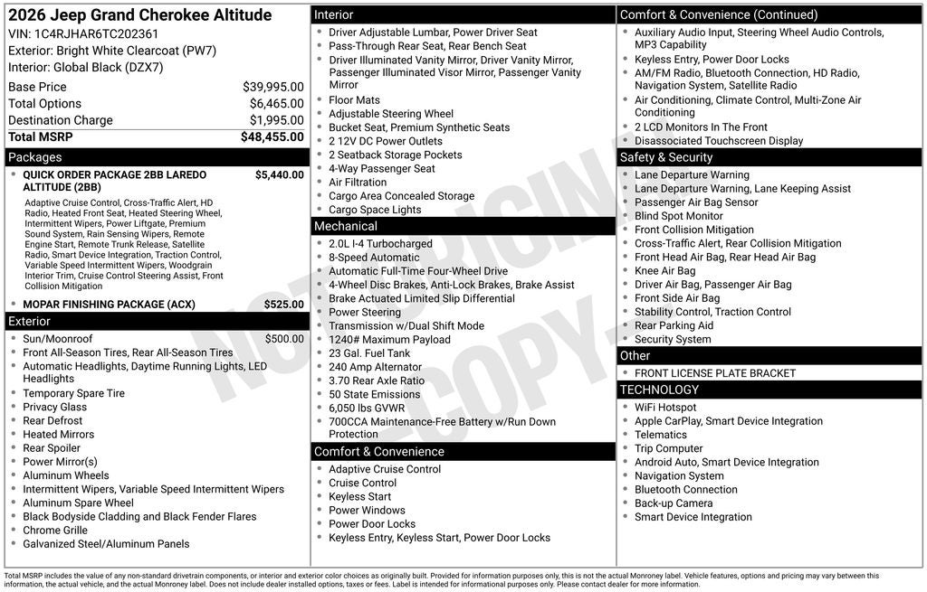 2026 Jeep Grand Cherokee Laredo Altitude