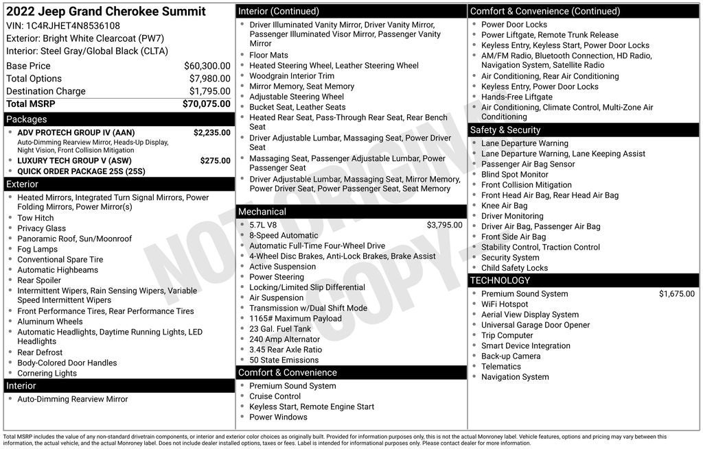 2022 Jeep Grand Cherokee Summit