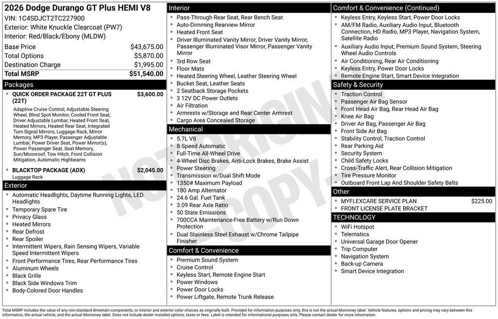 2026 Dodge Durango GT Plus HEMI V8