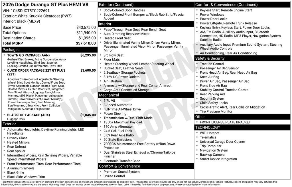 2026 Dodge Durango GT Plus HEMI V8