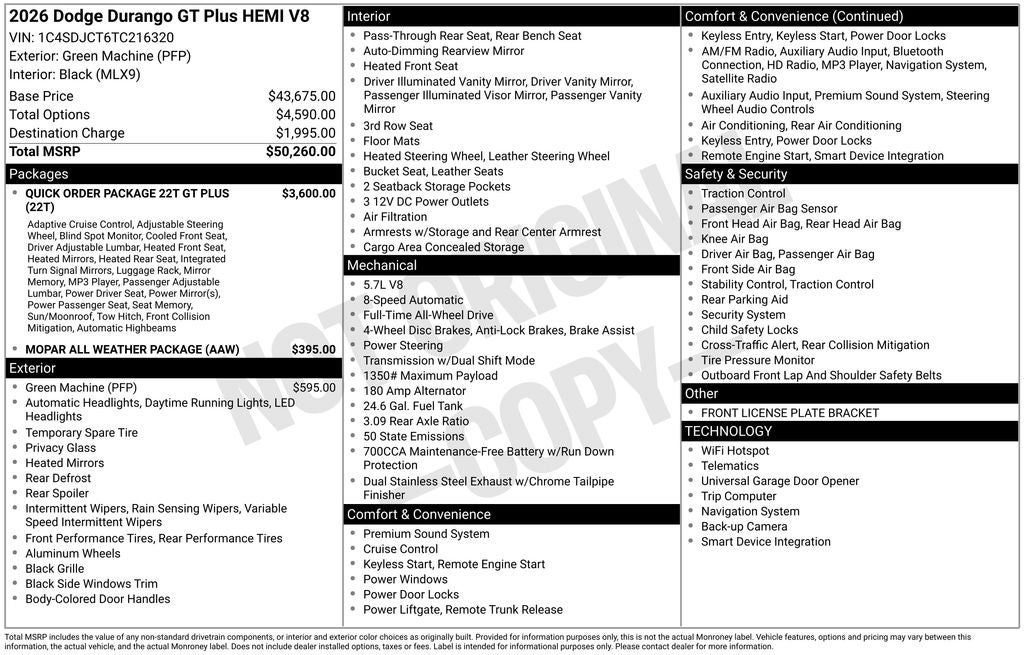 2026 Dodge Durango GT Plus HEMI V8