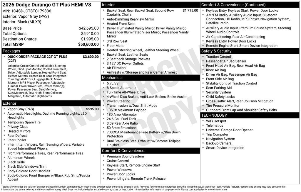 2026 Dodge Durango GT Plus HEMI V8