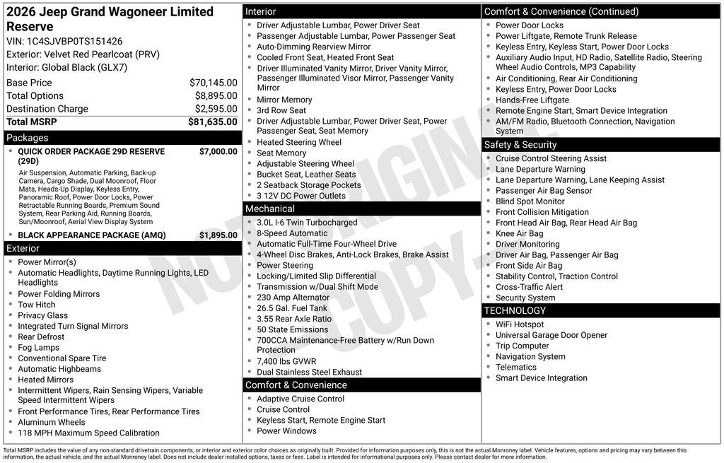 2026 Jeep Grand Wagoneer Limited Reserve