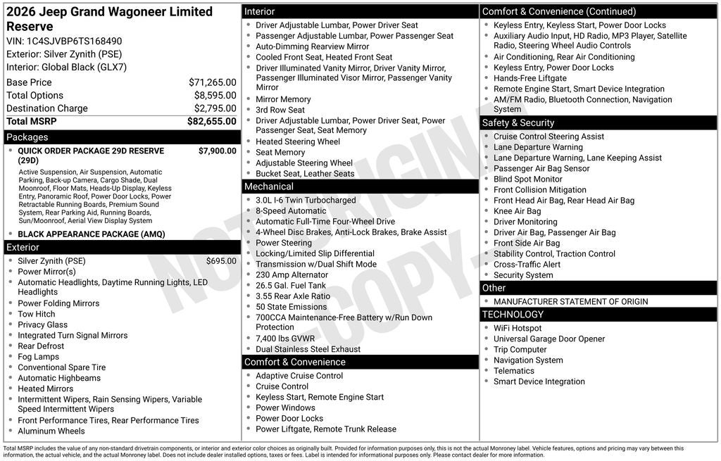 2026 Jeep Grand Wagoneer Limited Reserve