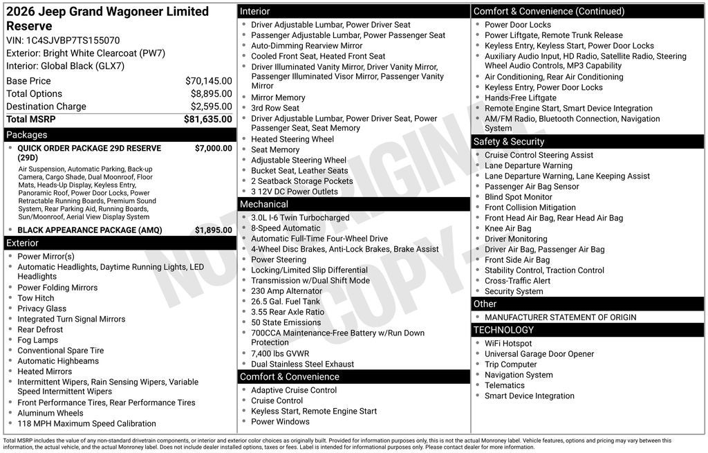 2026 Jeep Grand Wagoneer Limited Reserve