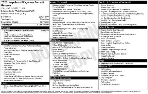 2026 Jeep Grand Wagoneer Summit Reserve