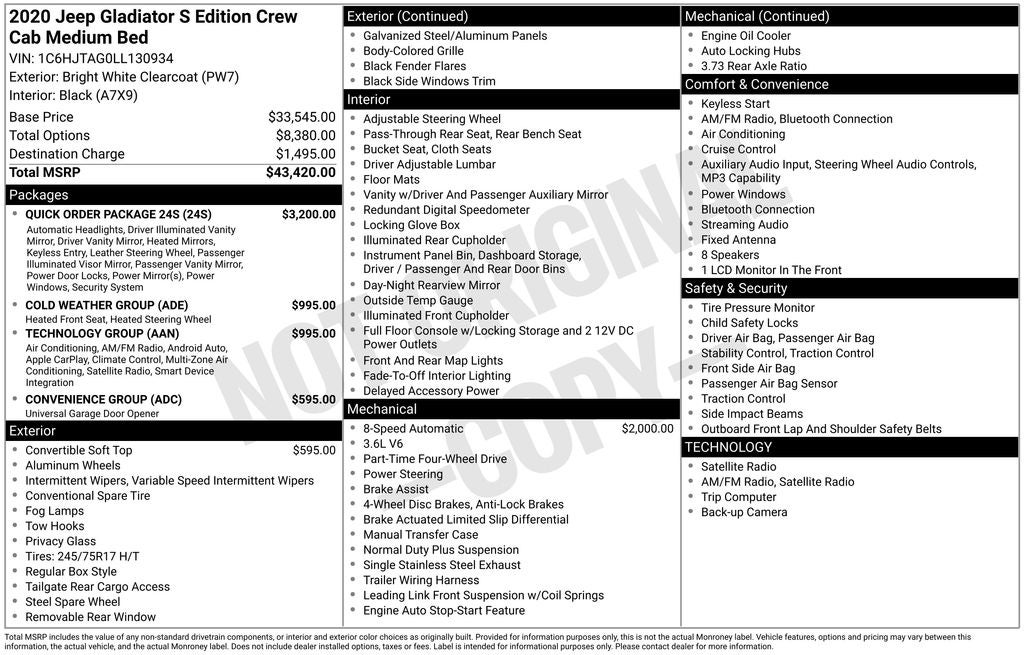 2020 Jeep Gladiator Sport