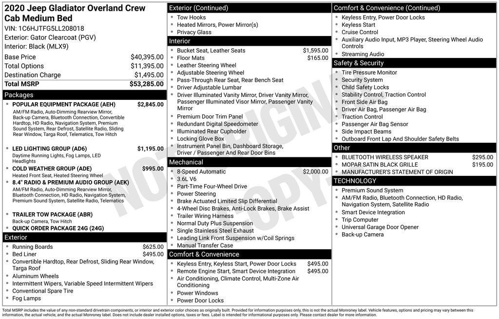 2020 Jeep Gladiator Overland