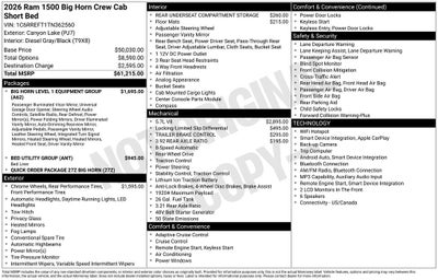 2026 RAM 1500 Big Horn/Lone Star