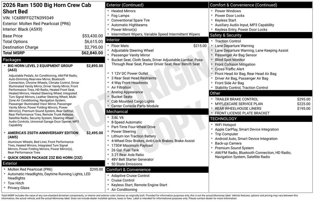 2026 RAM 1500 Big Horn/Lone Star