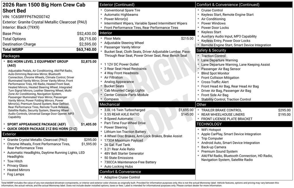 2026 RAM 1500 Big Horn/Lone Star