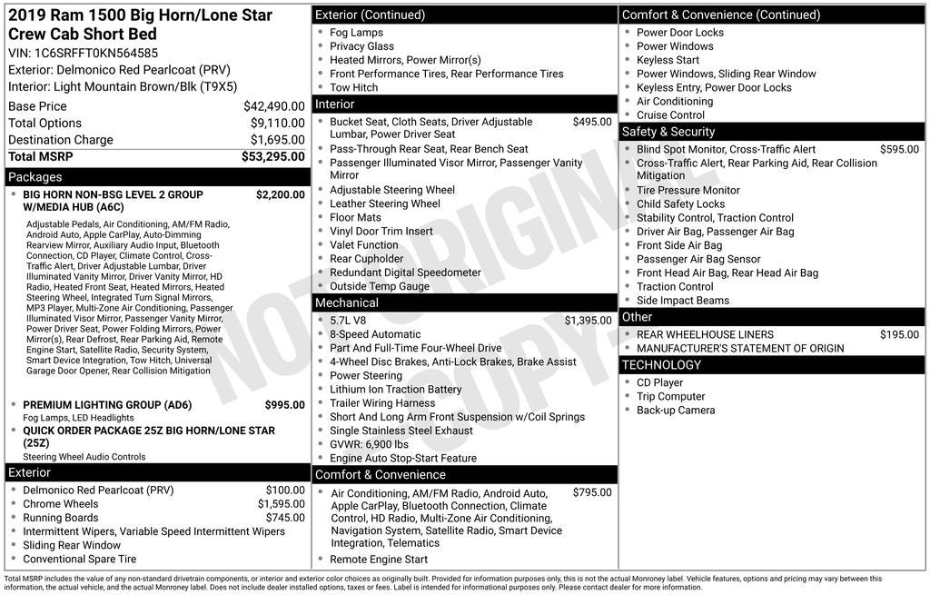 2019 RAM 1500 Big Horn/Lone Star