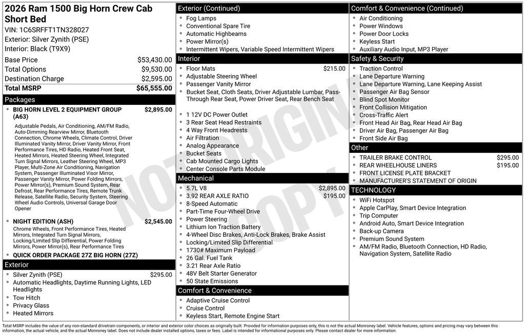 2026 RAM 1500 Big Horn/Lone Star