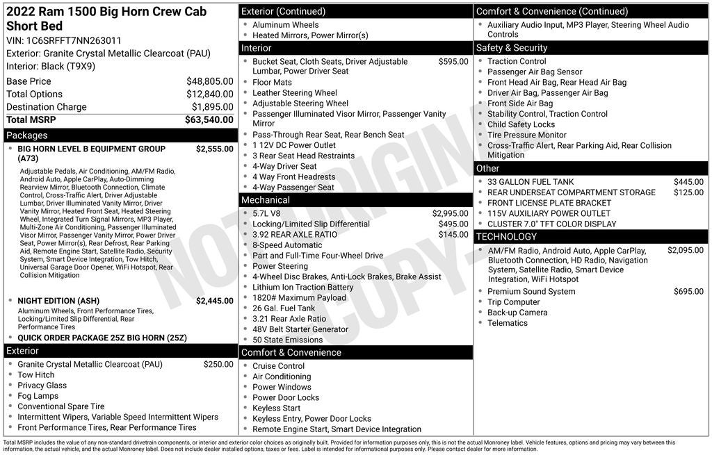 2022 RAM 1500 Big Horn/Lone Star
