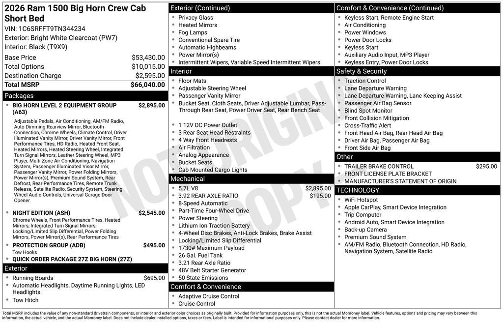 2026 RAM 1500 Big Horn/Lone Star