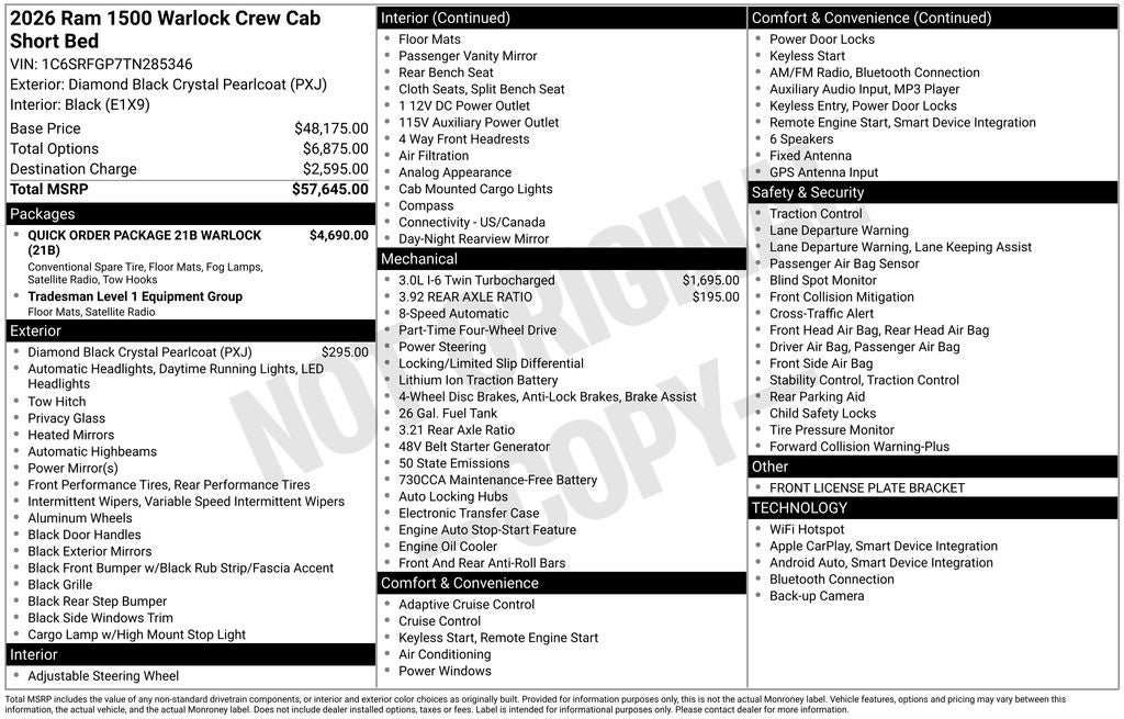 2026 RAM 1500 Warlock