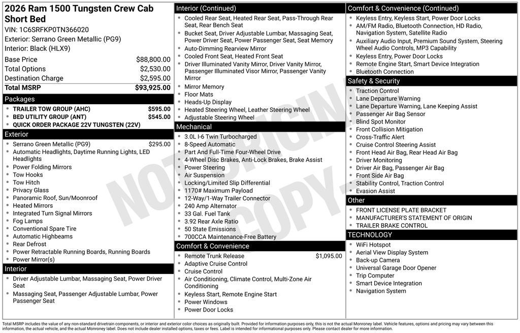 2026 RAM 1500 Tungsten