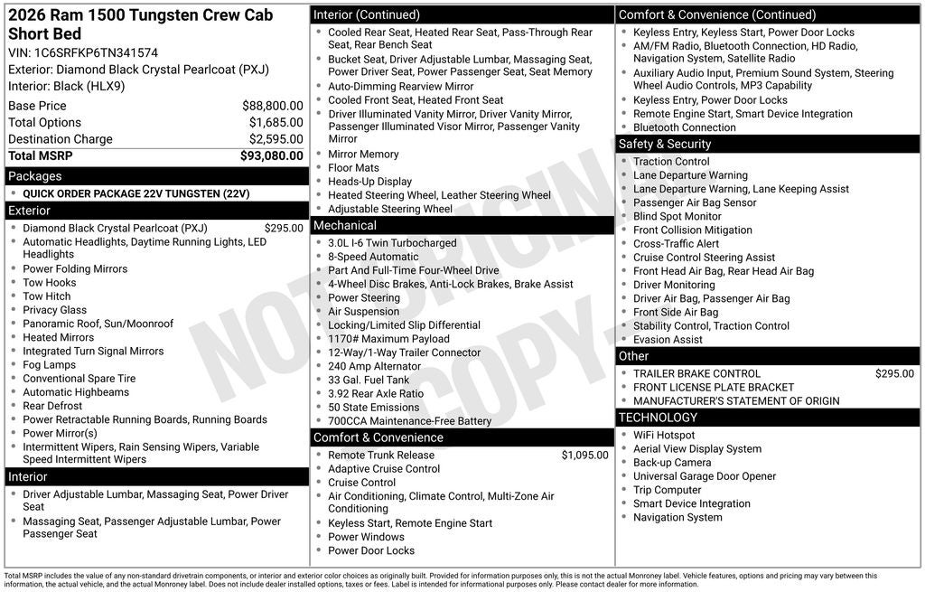 2026 RAM 1500 Tungsten