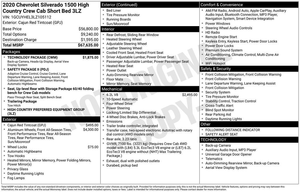 2020 Chevrolet Silverado 1500 High Country