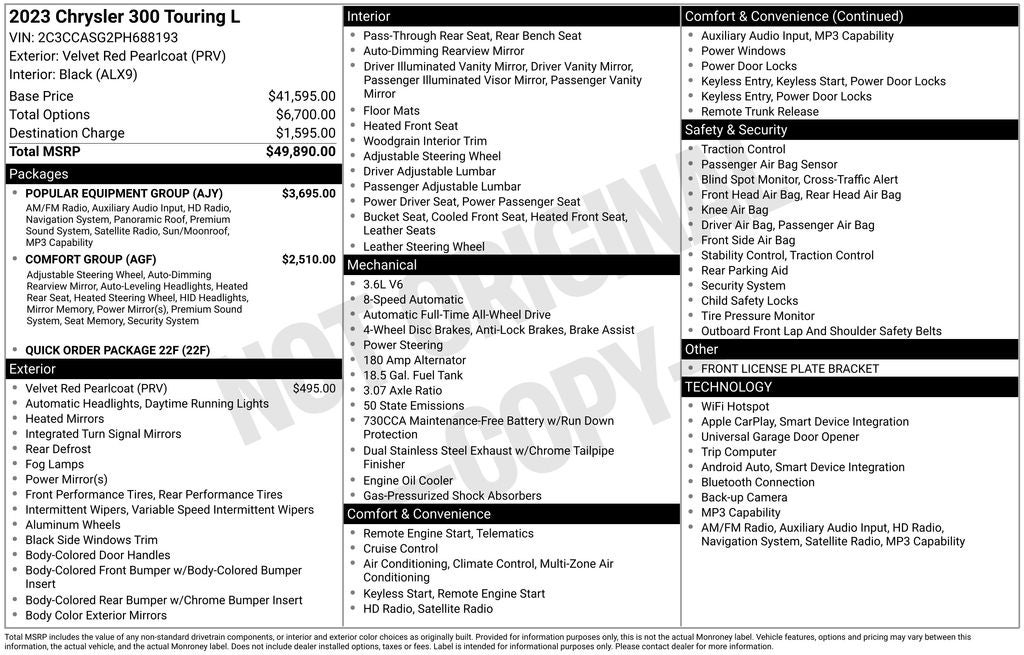 2023 Chrysler 300 Touring