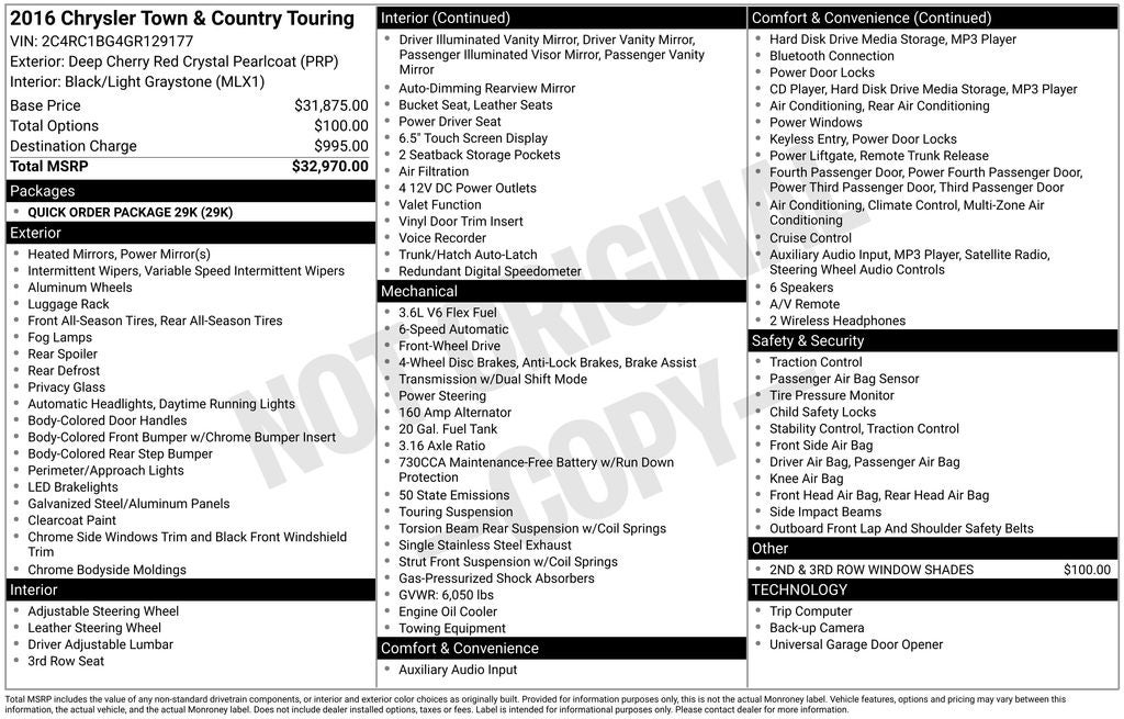 2016 Chrysler Town & Country Touring