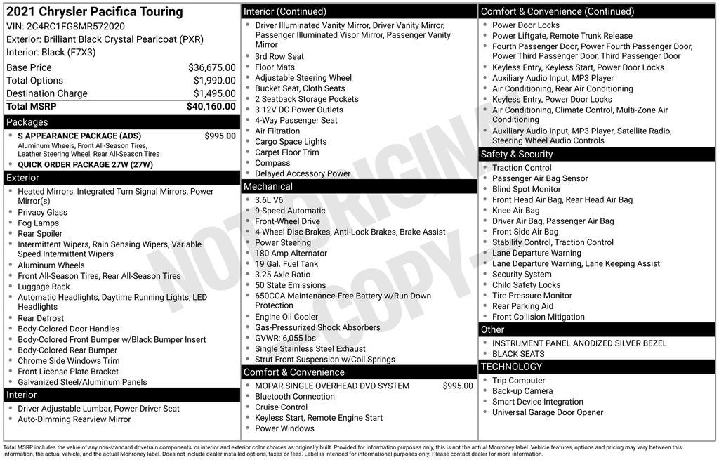 2021 Chrysler Pacifica Touring
