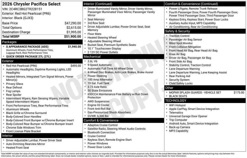 2026 Chrysler Pacifica Select