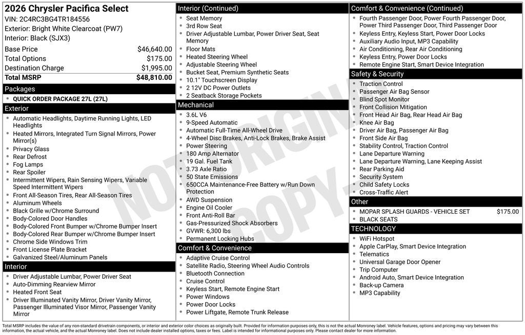 2026 Chrysler Pacifica Select