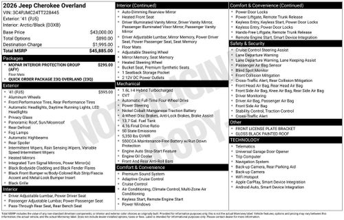 2026 Jeep Cherokee Overland