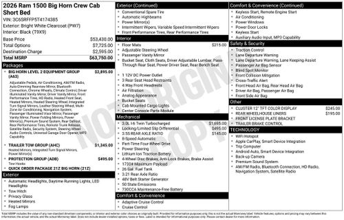 2026 RAM 1500 Big Horn/Lone Star