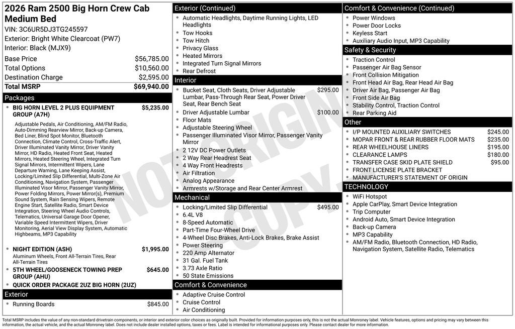 2026 RAM 2500 Big Horn