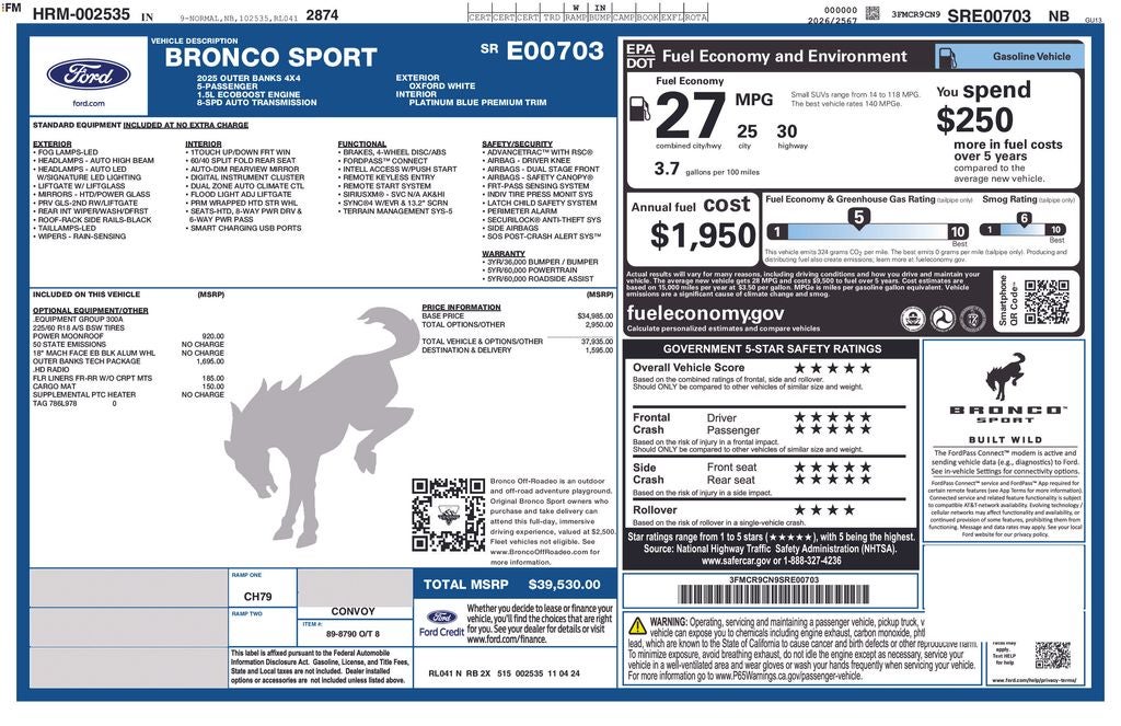 2025 Ford Bronco Sport Outer Banks