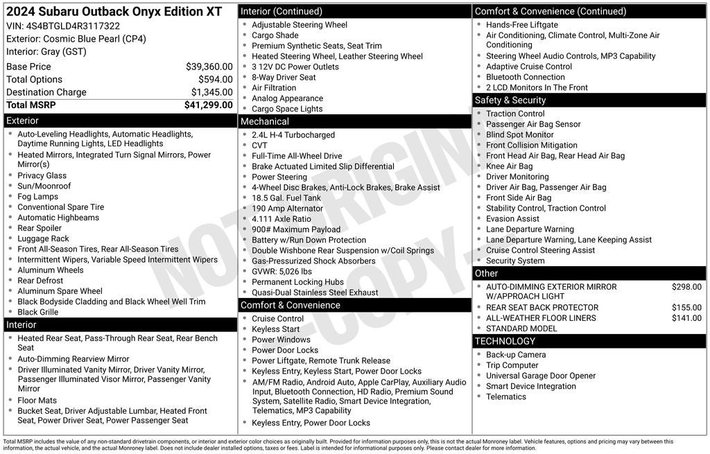 2024 Subaru Outback Onyx Edition XT