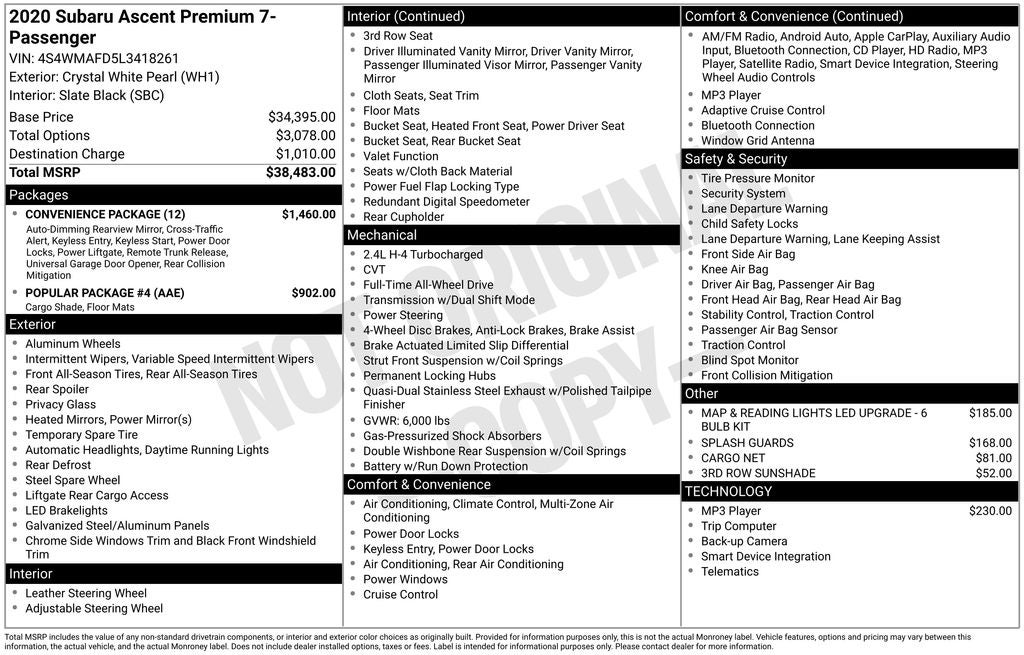 2020 Subaru Ascent Premium