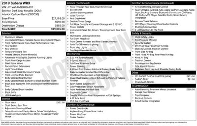 2019 Subaru WRX Base