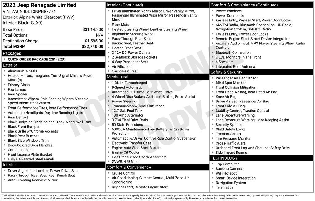2022 Jeep Renegade Limited