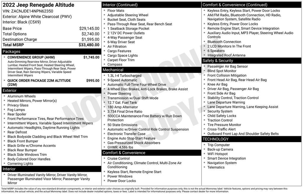 2022 Jeep Renegade Altitude